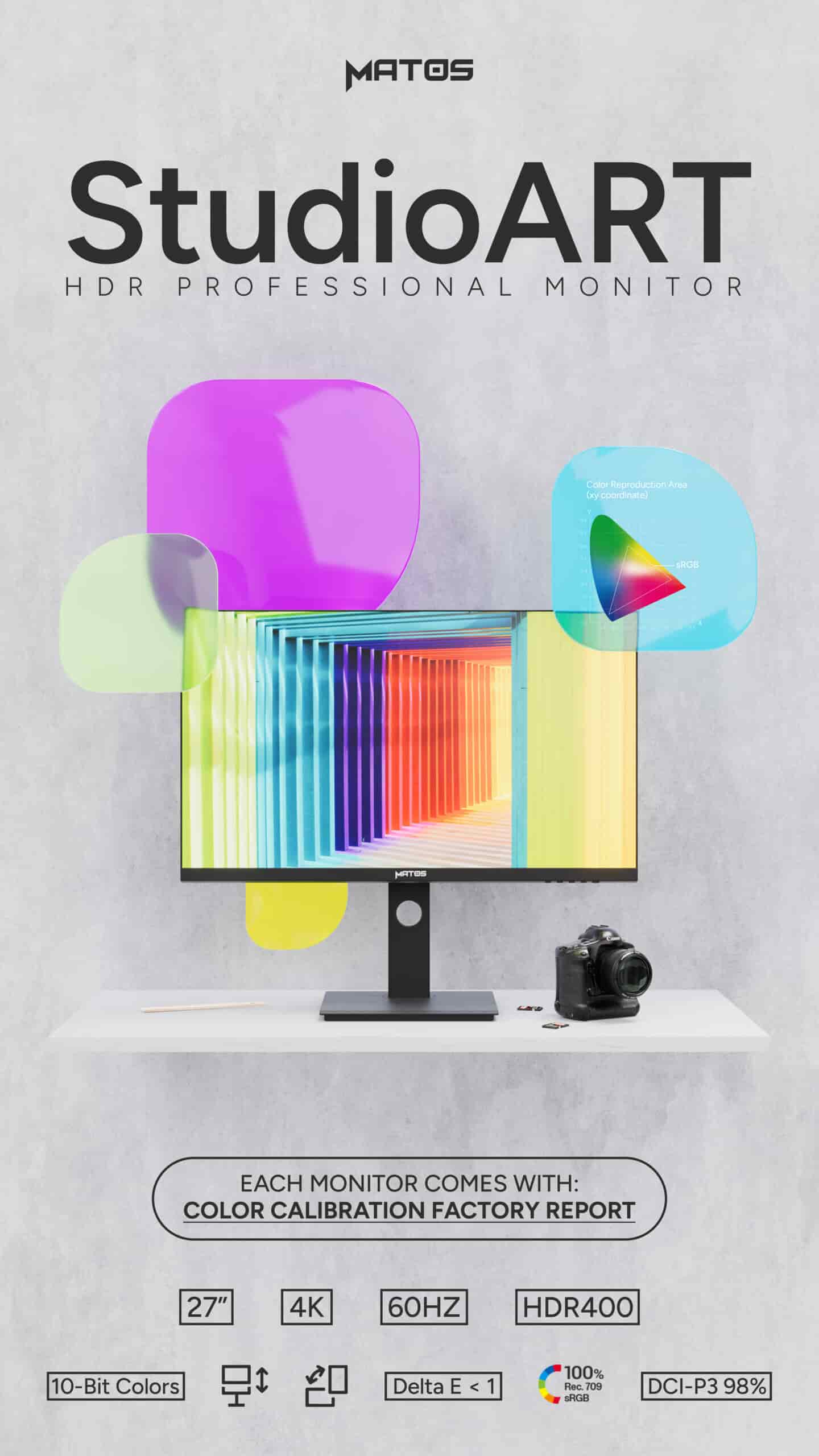 MONITEUR MATOS STUDIOART 60HZ HDR400 IPS 27 POUCE 4K